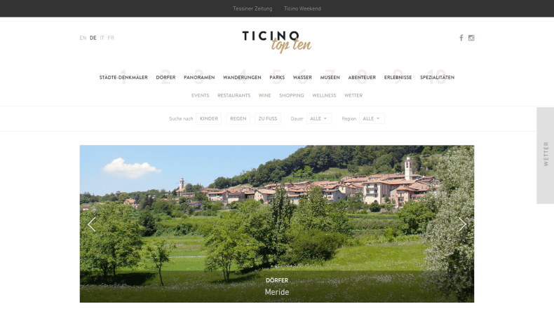 Homepage von Ticino Top 10