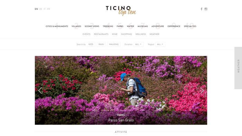 Homepage of Ticino Top 10